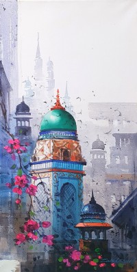 Zahid Ashraf, 12 x 24 inch, Acrylic on Canvas, Cityscape Painting, AC-ZHA-121
